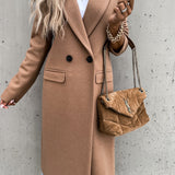 Casaco Feminino Longo de Lã Batida