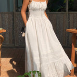 Vestido Longo Franzido com Bordado - Shift