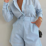 Conjunto de Camisa de Manga Longa e Short Soltinhos