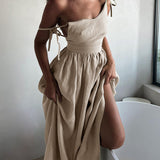 Vestido Longo de Algodão com Alças