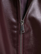 Jaqueta de Couro com Ziper Frontal