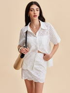 Conjunto Bordado com Ilhós de Algodão