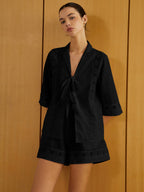 Conjunto com Blusa de Manga Curta com Recorte e Short