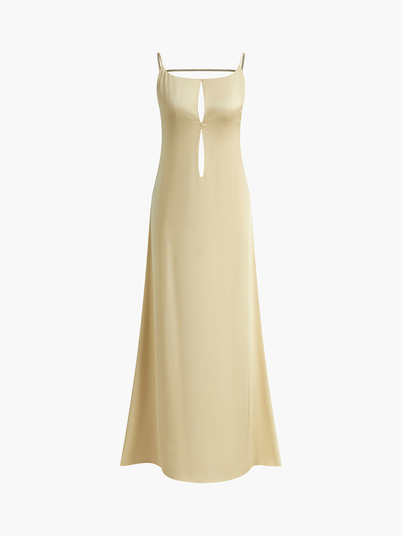Vestido Longo de Cetim com Costas Aberta