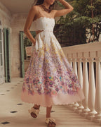 Vestido Longo Midi com Decote Reto