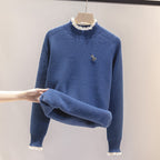 Suéter Peluciado com Detalhes de Renda - Fluffy