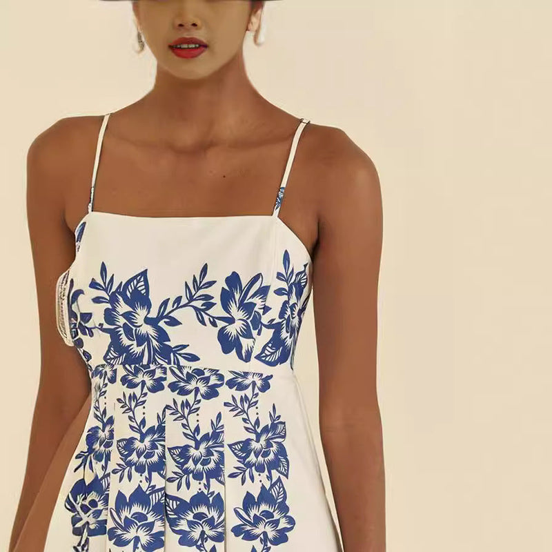 Vestido Longo Cropped Estampado - Grécia