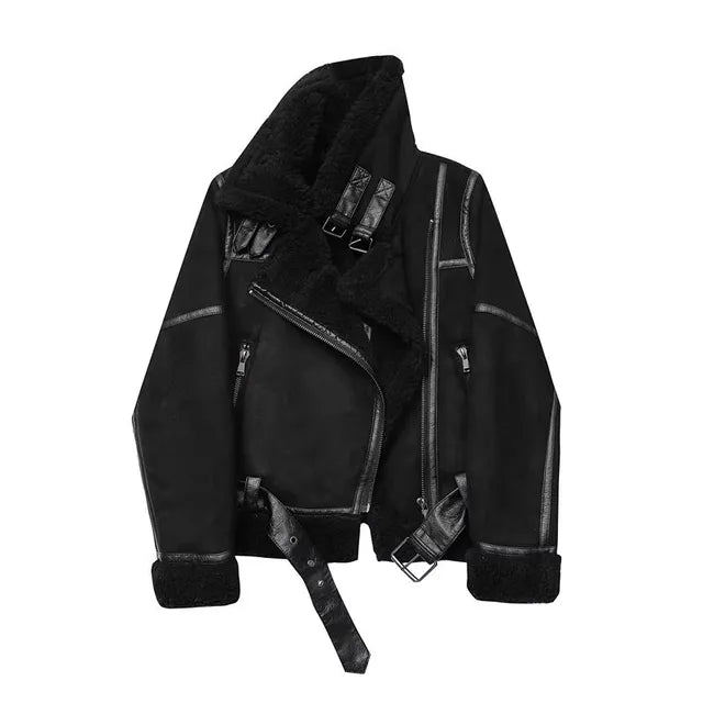 Jaqueta de Couro Forrada em Lã