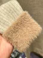 Suéter Peluciado Canelado de Algodão com Gola Alta - Fleece