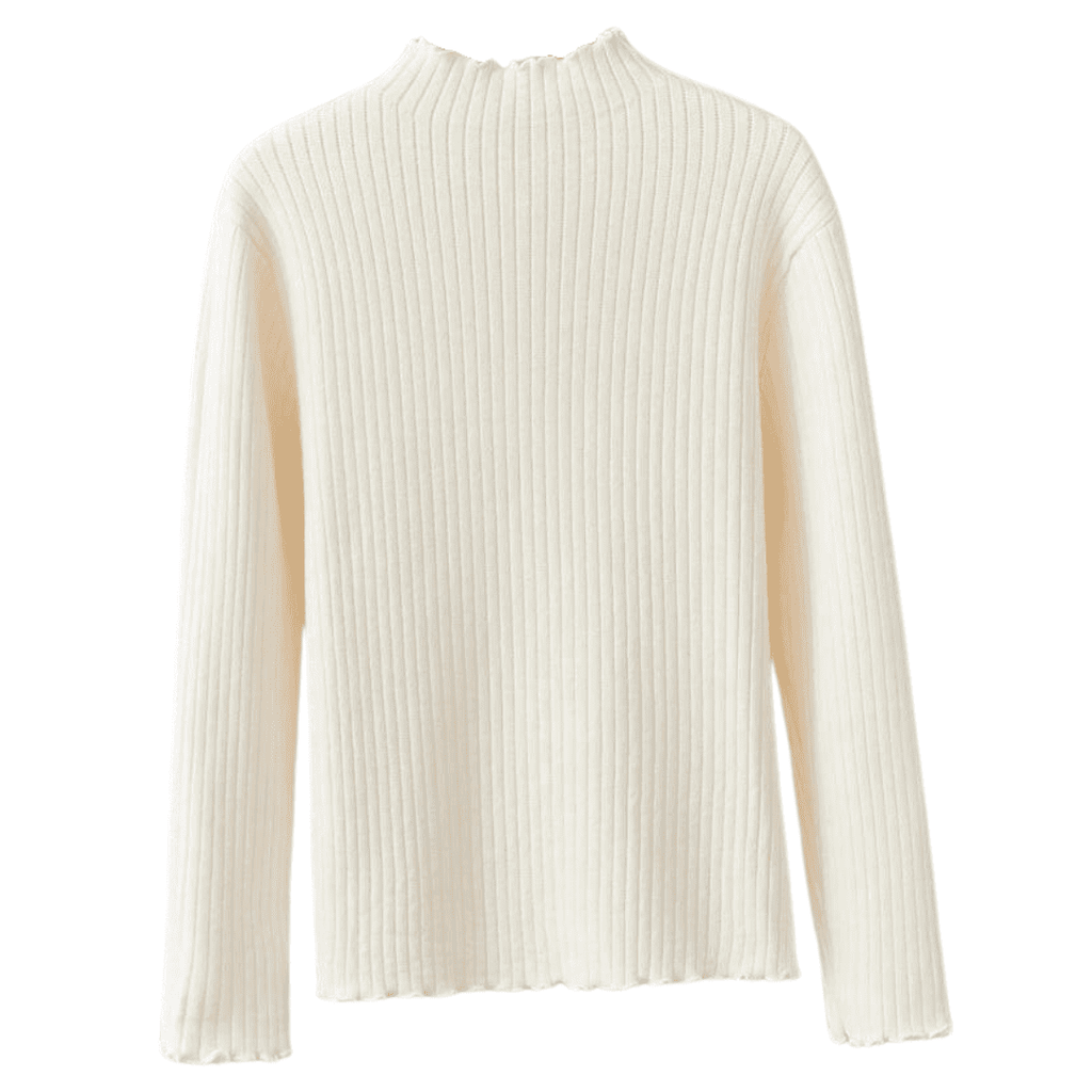 Blusa Peluciada e Canelada com Gola Alta