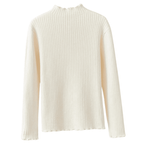 Blusa Peluciada e Canelada com Gola Alta