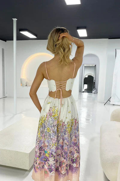 Vestido Longo Midi com Decote Reto