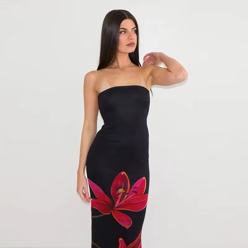 Vestido Longo com Estampa de Flores - Camellia