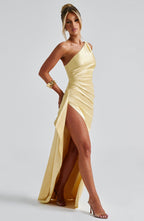 Vestido Longo em Cetim - Lemon