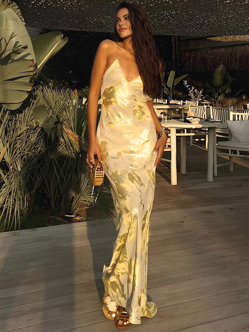 Vestido Longo com Decote V e Alças Finas - Bliss