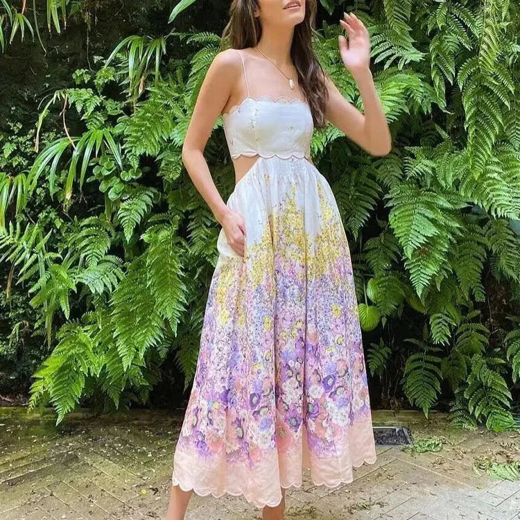 Vestido Longo Midi com Decote Reto