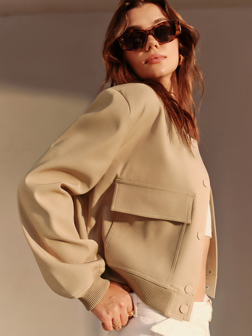 Jaqueta Bomber com Bolsos Clássica