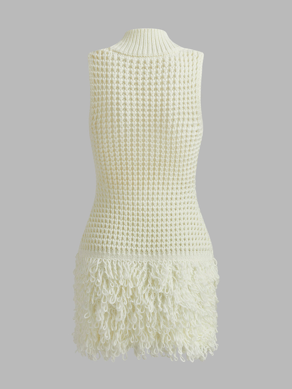 Vestido em Crochê com Borlas e Gola Alta - Azalea