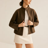 Casaco Casual Tweed com Zíper