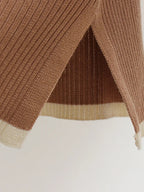 Conjunto de Tricô com Suéter de Gola Alta Listrado e Calça Confortável