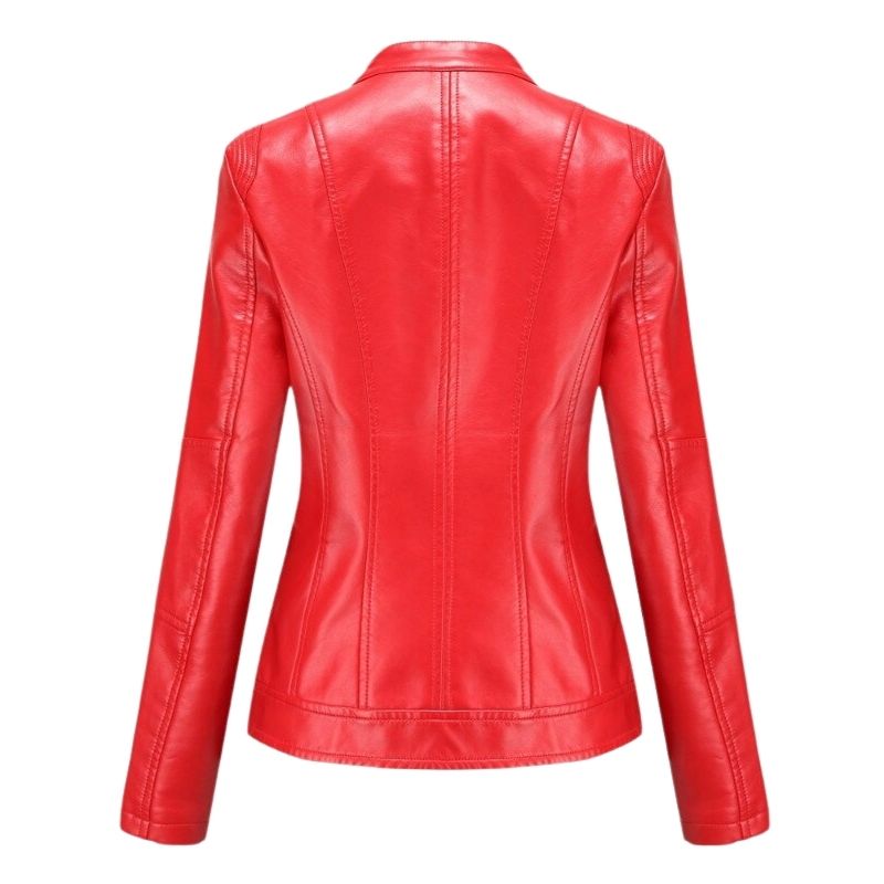 Jaqueta de Couro Gola Alta