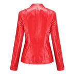 Jaqueta de Couro Gola Alta