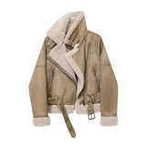 Jaqueta de Couro Forrada em Lã