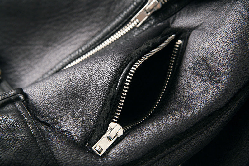 Jaqueta de Couro Forrada em Lã