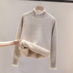 Suéter Peluciado com Detalhes de Renda - Fluffy