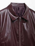 Jaqueta de Couro com Ziper Frontal