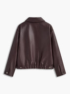 Jaqueta de Couro Sintético com Zíper - Vintage