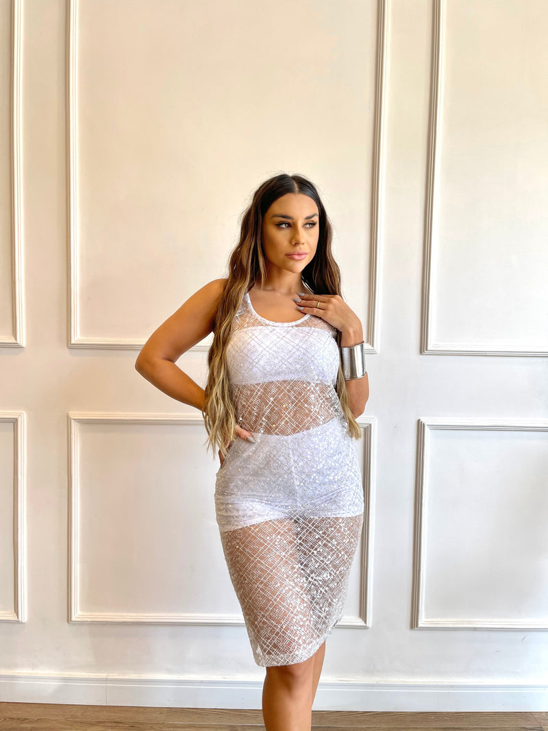 Vestido de Festa Brilho Três Peças