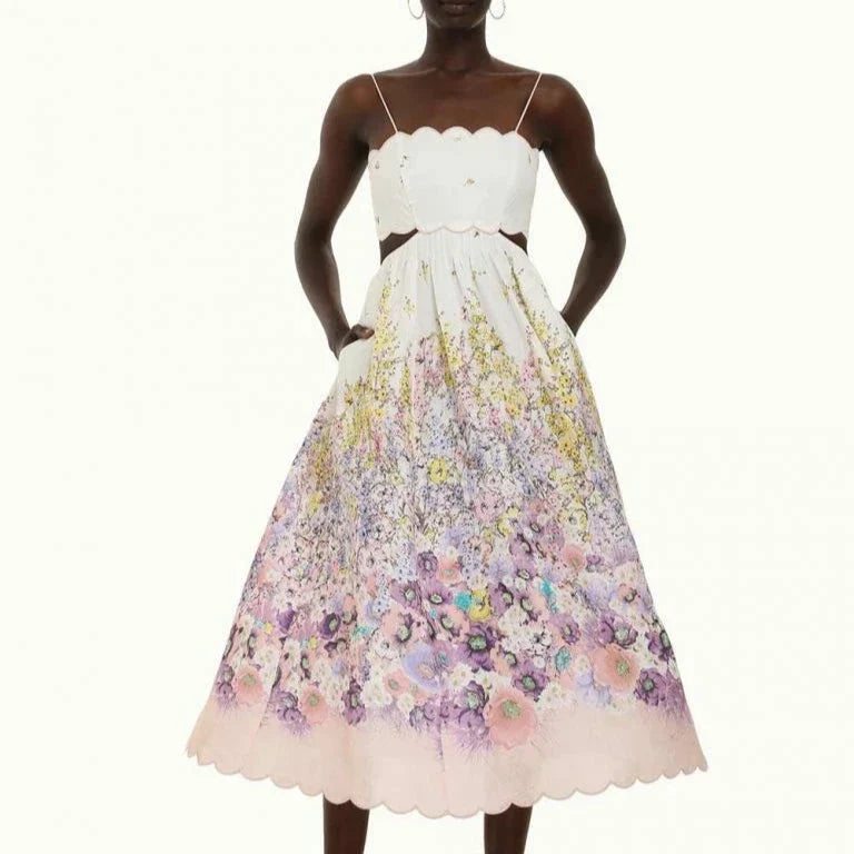 Vestido Longo Midi com Decote Reto