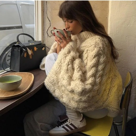 Suéter Trançado de Tricô