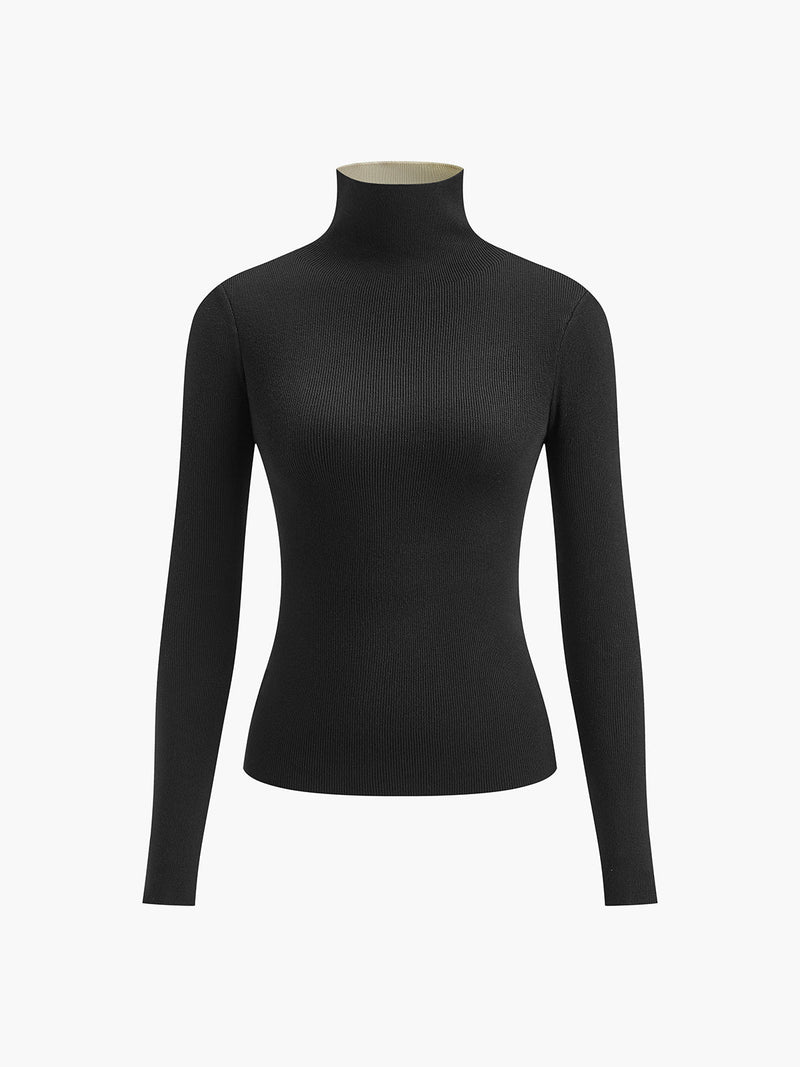 Blusa de Malha Manga Longa Dupla Face