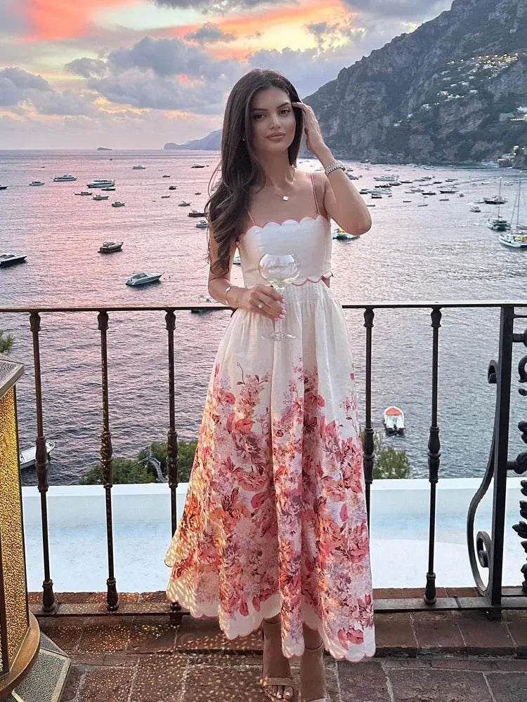 Vestido Midi com Decote Reto