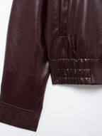 Jaqueta de Couro com Ziper Frontal