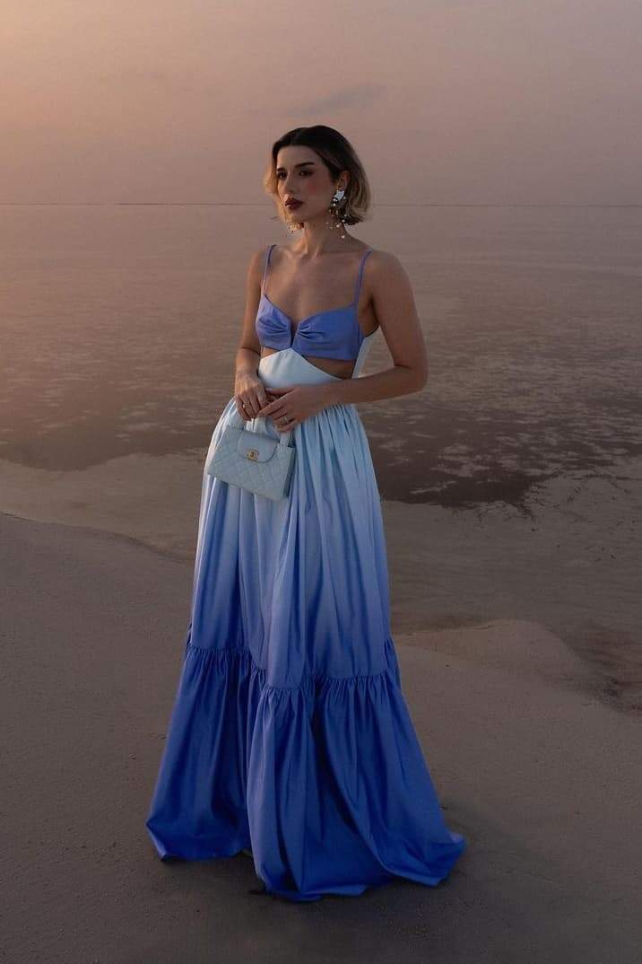 Vestido Longo com Decote em V - Ethel