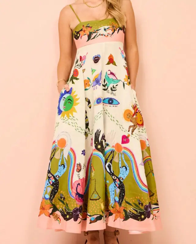 Vestido Longo Midi Estampado