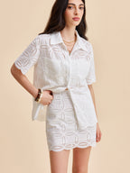 Conjunto Bordado com Ilhós de Algodão