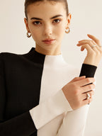 Blusa de Malha Bicolor Misturado com Lã