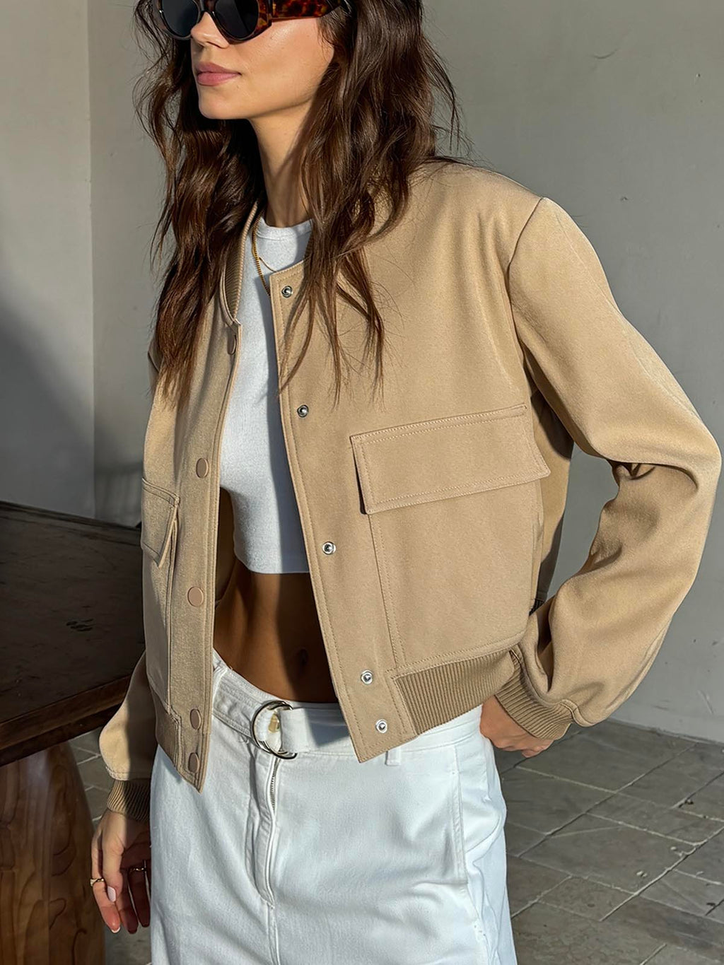 Jaqueta Bomber com Bolsos Clássica