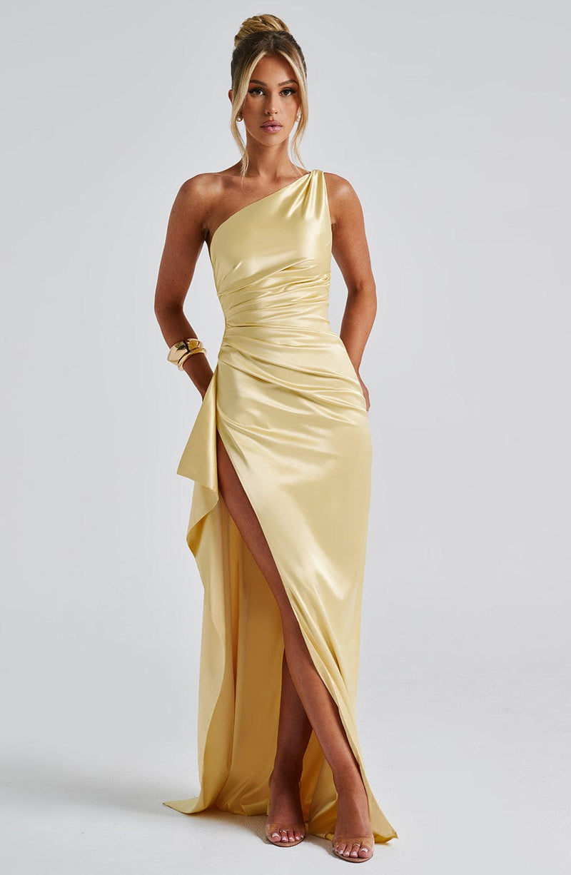 Vestido Longo em Cetim - Lemon