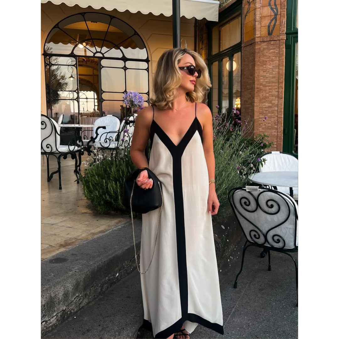 Vestido Longo em Decote V -Liliam