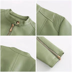 Jaqueta de Couro Gola Alta