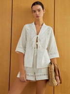 Conjunto com Blusa de Manga Curta com Recorte e Short