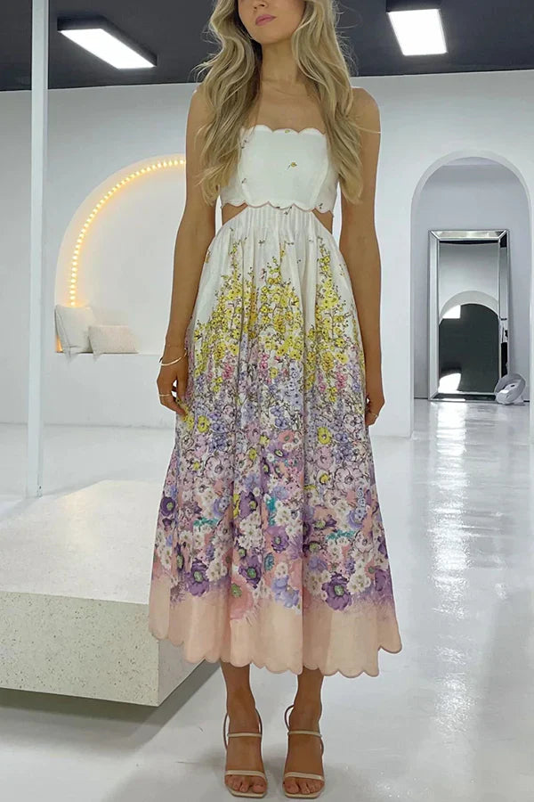 Vestido Longo Midi com Decote Reto
