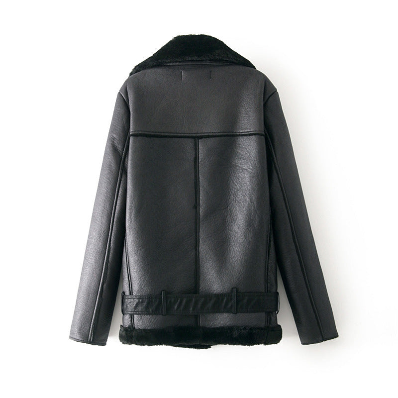 Jaqueta de Couro Forrada em Lã