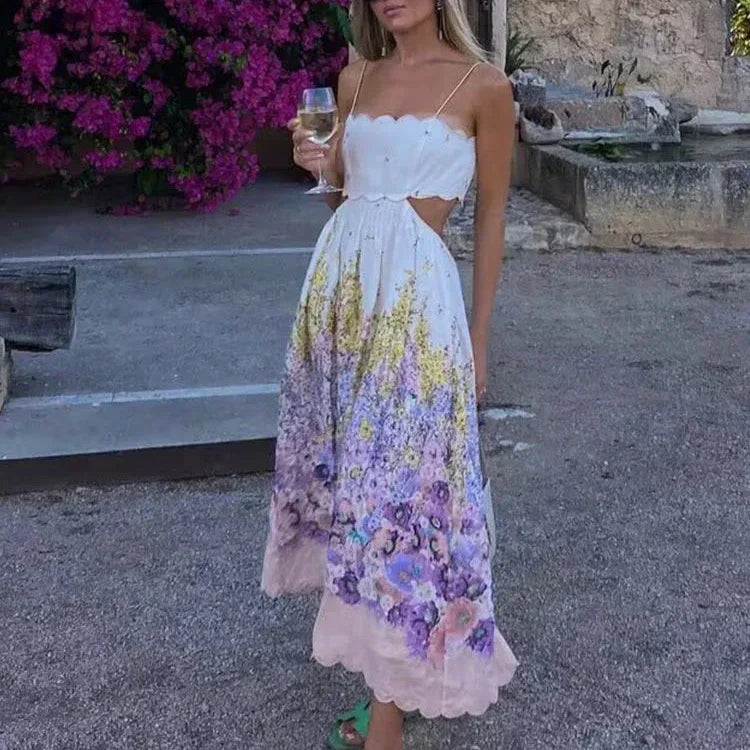 Vestido Longo Midi com Decote Reto