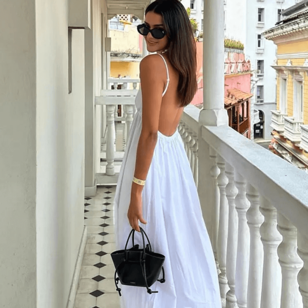 Vestido Longo Branco Decotado - Aura